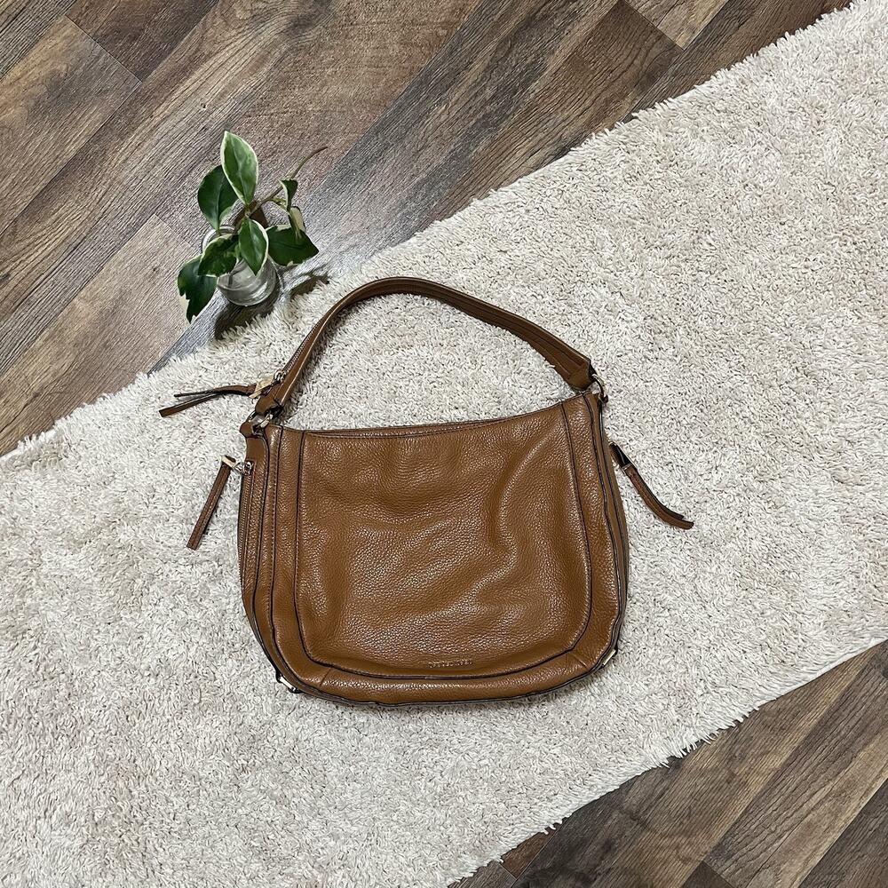 Michael Kors Cognac Pebbled Genuine Leather Julia Hobo Shoulder Bag Purse